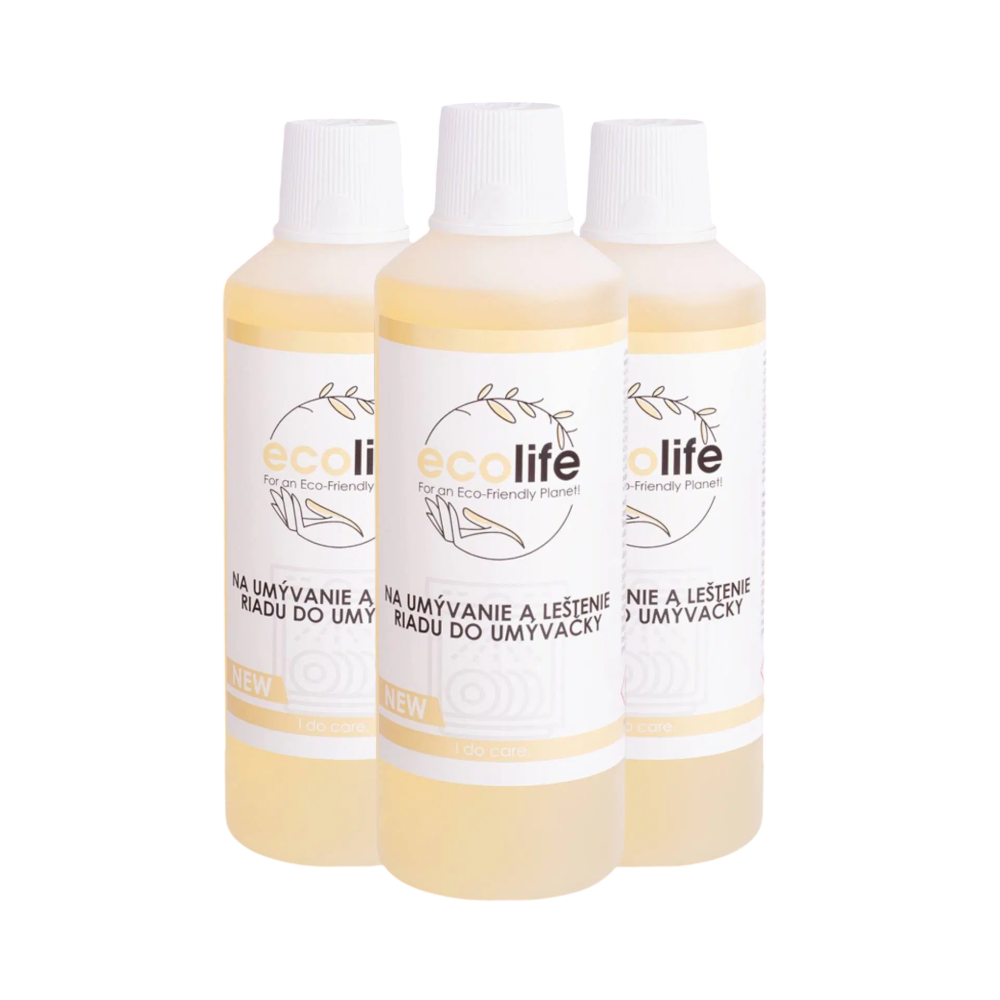 EcoLife TRIO SMART volba – Čisticí gel do myčky s leštidlem 2 v 1 (3×1 l)