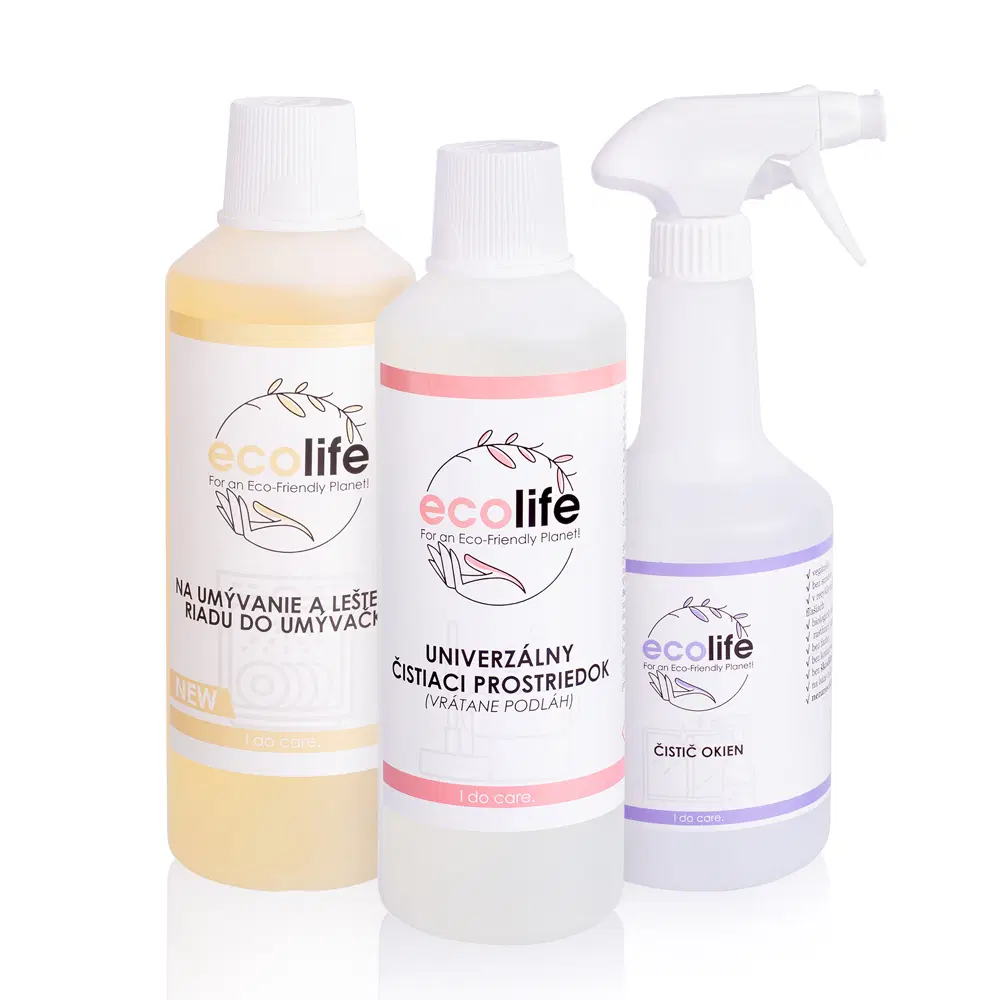 EcoLife zkušební balení I – gel do myčky, univerzální čistič a čistič oken