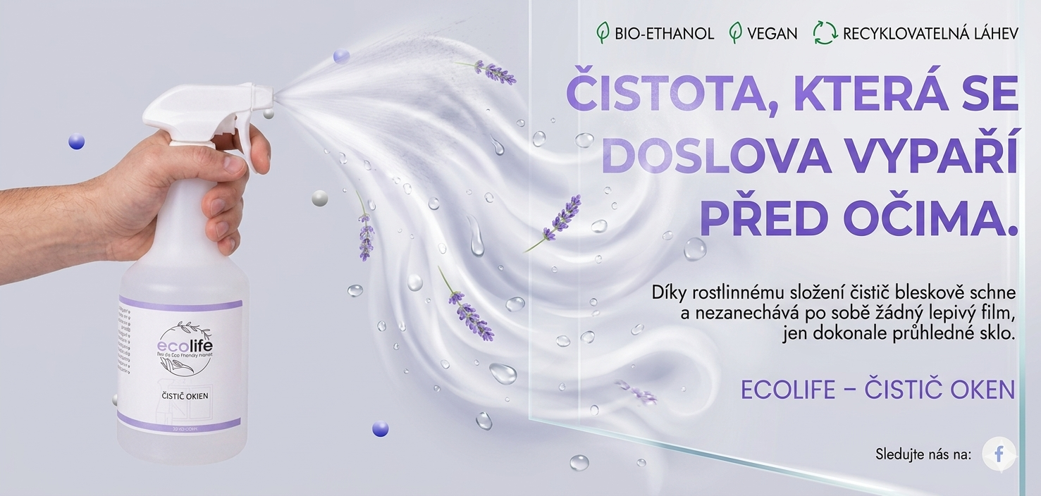 EcoLife Čistič oken, skel a zrcadel (0,75 l)